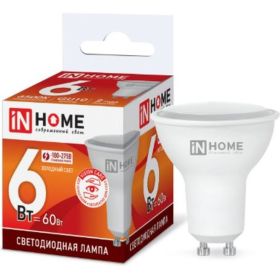 Светодиодная лампа IN HOME LED-JCDRC-VC 6Вт, 230В, GU10, 6500К, 525Лм 4690612030753 (артикул 16146061) – фото 1