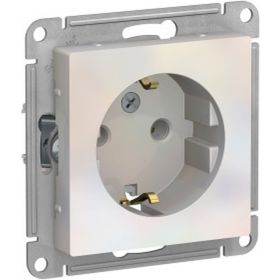 Механизм розетки Schneider Electric 1-м СП ATLAS DESIGN с заземлением 16А жемчуг ATN000443 (артикул 15873878) – фото 1