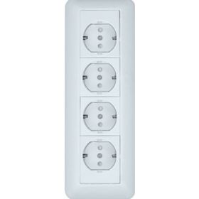 Розетка Schneider Electric 4-м ОП Прима 16А 250В с заземлением SchE RA16-411M-BI 285465 (артикул 15788778) – фото 1