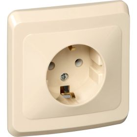 Розетка Schneider Electric 1-м СП Этюд 16А с заземлением, кремовая PC16-003K (артикул 15873854) – фото 1