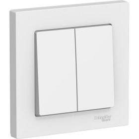Двухклавишный выключатель Schneider Electric ATLAS DESIGN сх.5 10АХ в сборе белый ATN000152 (артикул 15873804) – фото 1