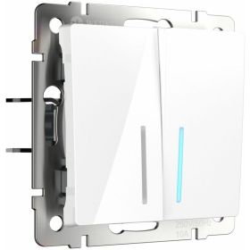 Выключатель WERKEL W1120101 двухклавишный с подсветкой белый a051114 (артикул 15777406) – фото 1