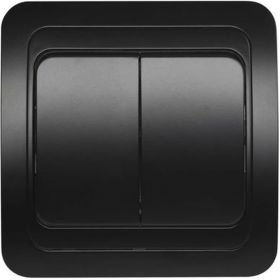 Выключатель Smartbuy 2-клавишный 10А черный Марс SBE-02b-10-SW2-0-c (артикул 16052066) – фото 1