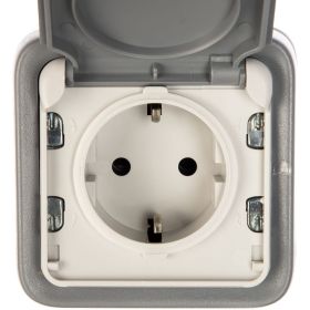 Розетка Legrand 1-м ОП Plexo с защитной крышкой IP55 серая Leg 069733 125014 (артикул 15788678) – фото 1