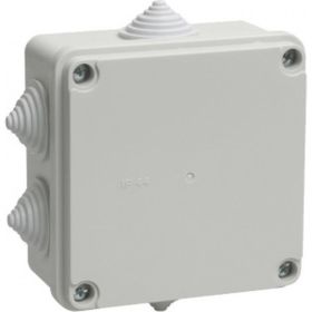 Распаячная коробка IEK открытой проводки, открытой проводки, 100x100x50, IP44, KM41233, 6 кабель вводов, ИЭК UKO11-100-100-050-K41-44 (артикул 15166755) – фото 1