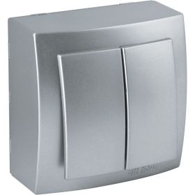 Выключатель NILSON 2ОП серебро Themis metallic 26131003 (артикул 16352005) – фото 1