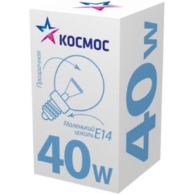 Прозрачная лампа накаливания КОСМОС ШР пр 40W E14 LKsmSSpCL40E14v2 (артикул 15567527) – фото 1