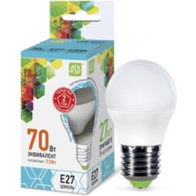 Светодиодная лампа ASD LED-ШАР-standard 7.5Вт 230В Е27 4000К 675Лм 4690612003993 (артикул 15835138) – фото 1
