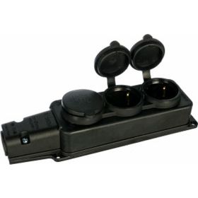 Каучуковая колодка 3 гнезда с з/к и крышкой 220В 16А, IP54, чёрная BEMIS BK1-1402-2613/3613 8698523906132 (артикул 15545893) – фото 1