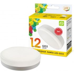 Лампа ASD сд LED-GX53-std 12Вт 230В 3000К 1080Лм 4690612014418 (артикул 15918712) – фото 1