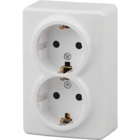 Розетка ЭРА Эксперт 11-2205-01 2х2P+E Schuko, 16АХ-250В, ОУ, белый Б0020691 (артикул 15747384) – фото 1