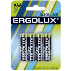 Батарейка Ergolux 1.5В, LR03, Alkaline, BL-4 11744 (артикул 16462463) – фото 1