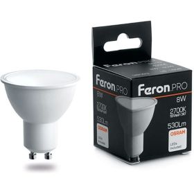 Светодиодная лампа FERON PRO LB-1608 GU10 8W 2700K OSRAM LED 38092 (артикул 16233733) – фото 1