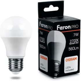 Светодиодная лампа FERON PRO LB-1007 шар E27 7W 2700K OSRAM LED 38023 (артикул 16233737) – фото 1