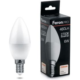 Светодиодная лампа FERON PRO LB-1306 Свеча E14 6W 2700K OSRAM LED 38044 (артикул 16233585) – фото 1