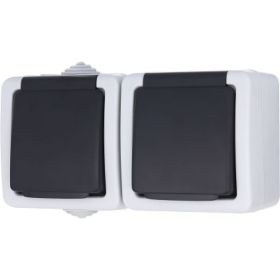 Двойная розетка LK Studio с з/к IP54 16А/250V серый LK AQUA 80008 (артикул 16062482) – фото 1