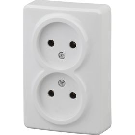 Розетка ЭРА 11-2202-01 2х2P, 16A-250В, IP20, ОУ, Эксперт, белый Б0020682 (артикул 15980783) – фото 1