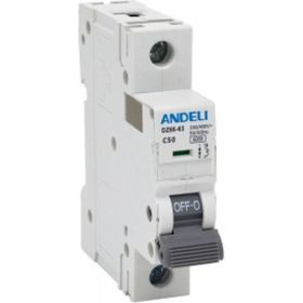 Автоматический выключатель ANDELI DZ66-63/1P 50A 6kA х-ка C ADL01-233 (артикул 16087039) – фото 1