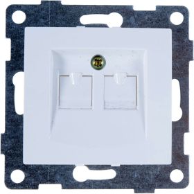 Телефонная розетка GUSI ELECTRIC Bravo RJ12, двойная, СУ, белый С10Т2-001 (артикул 16032659) – фото 1