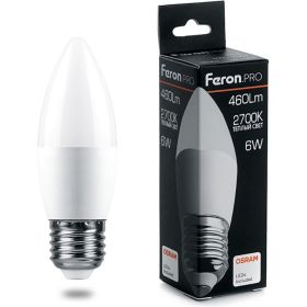 Светодиодная лампа FERON PRO LB-1306 Свеча E27 6W 2700K OSRAM LED 38050 (артикул 16233660) – фото 1