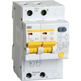 Дифавтомат АД-12 2п, C, 25А, 30мА IEK MAD10-2-025-C-030 (артикул 15164538) – фото 1
