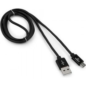 Кабель Cablexpert USB 2.0 AM/microB, серия Silver, длина 1 м, черный, блистер CC-S-mUSB01Bk-1M (артикул 16205349) – фото 1