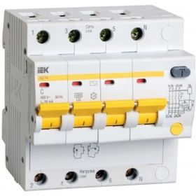 Дифавтомат АД-14 4п, C, 16А, 30мА IEK MAD10-4-016-C-030 (артикул 15164668) – фото 1