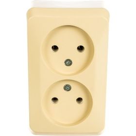Розетка Schneider Electric 2-м ОП Этюд 16А без заземления, кремовый SchE PA16-005K (артикул 15170280) – фото 1