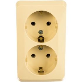 Розетка Schneider Electric 2-м ОП Этюд 16А с заземлением, кремовая SchE PA16-007K (артикул 15170282) – фото 1