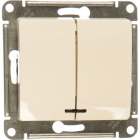 Двухклавишный механизм выключателя Schneider Electric СП GLOSSA 10А IP20 10AX с подсветкой бежевый GSL000253 (артикул 15873936) – фото 1