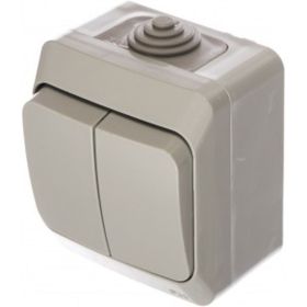 Выключатель Schneider Electric 2-клавишный ОП Этюд 10А IP44 серый SchE BA10-042C (артикул 15170292) – фото 1