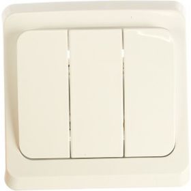 Выключатель Schneider Electric 3-клавишный СП Этюд 10А белый SchE BC10-003B (артикул 15170180) – фото 1