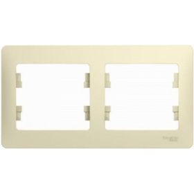 Рамка Schneider Electric 2-местная GLOSSA горизонтальная, бежевая SchE GSL000202 (артикул 15425614) – фото 1
