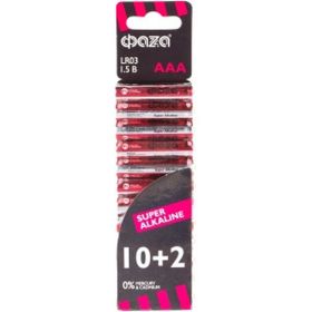 Алкалиновые элементы питания ФАZА LR03 Super Alkaline SBL-10+2 2854612 (артикул 16091947) – фото 1
