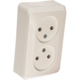 Двухместная розетка Schneider Electric ОП Этюд 16А IP20 без заземл. белая PA16-005B (артикул 15873858) – фото 1
