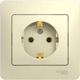 Розетка Schneider Electric 1-м GLOSSA с заземлением, бежевая SchE GSL000242 (артикул 15425659) – фото 1