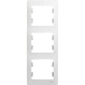 Рамка Schneider Electric 3-местная GLOSSA вертикальная, белая SchE GSL000107 (артикул 15425624) – фото 1