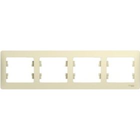 Рамка Schneider Electric 4-местная GLOSSA горизонтальная, бежевая SchE GSL000204 (артикул 15425633) – фото 1