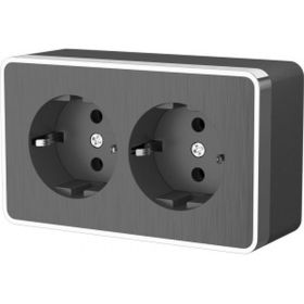 Двойная розетка Werkel WL15-02-03 с заземлением Gallant графит a041398 (артикул 16074362) – фото 1
