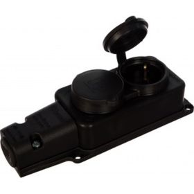 Каучуковая колодка 2 гнезда с з/к и крышкой 220В 16А, IP54, чёрная BEMIS BK1-1402-2612/3612 8698523906125 (артикул 15545891) – фото 1