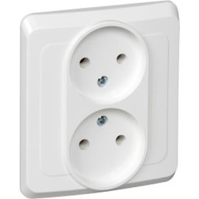 Двухместная розетка Schneider Electric СП Этюд 16А без заземления, белая SchE PC16-005B (артикул 15170189) – фото 1