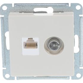 Розетка ТВ + компьютерная RJ45 Schneider Electric AtlasDesign Бежевый 2-ая категории 5Е ATN000289 (артикул 16794793) – фото 1