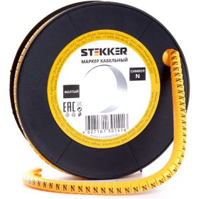 Кабель-маркер STEKKER N для провода сеч.4мм, желтый, CBMR40-N 39121 (артикул 16240139) – фото 1