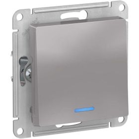 Механизм выключателя Schneider Electric 1-кл. ATLAS DESIGN с подсветкой сх.1а 10АХ алюминий 1240227 (артикул 15846201) – фото 1
