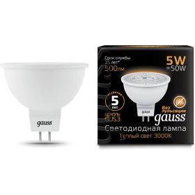 Лампа LED MR16 GU5.3 5W 3000K Gauss 101505105 (артикул 15629258) – фото 1