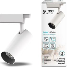 Трековый светильник GAUSS цилиндр 24W 1830lm 4000K 180-220V IP20 65х206мм белый LED 1/40 TR085 (артикул 16857205) – фото 1