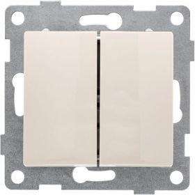 Выключатель GUSI ELECTRIC Bravo 2 клавиши, СУ, 10А, 250В, бежевый С10В2-003 (артикул 16032817) – фото 1