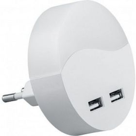 Светильник-ночник c USB выходами FERON 0,45W 230V круг, белый FN1122 41021 (артикул 16041279) – фото 1