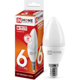 Светодиодная лампа IN HOME LED-СВЕЧА-VC 6Вт, 230В, Е14, 6500К, 540Лм 4690612030333 (артикул 16145956) – фото 1