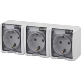 Розетка ЭРА Эксперт 11-2405-01 3х2P+E IP54, 16АХ-250В, ОУ, белый Б0020720 (артикул 15747431) – фото 1